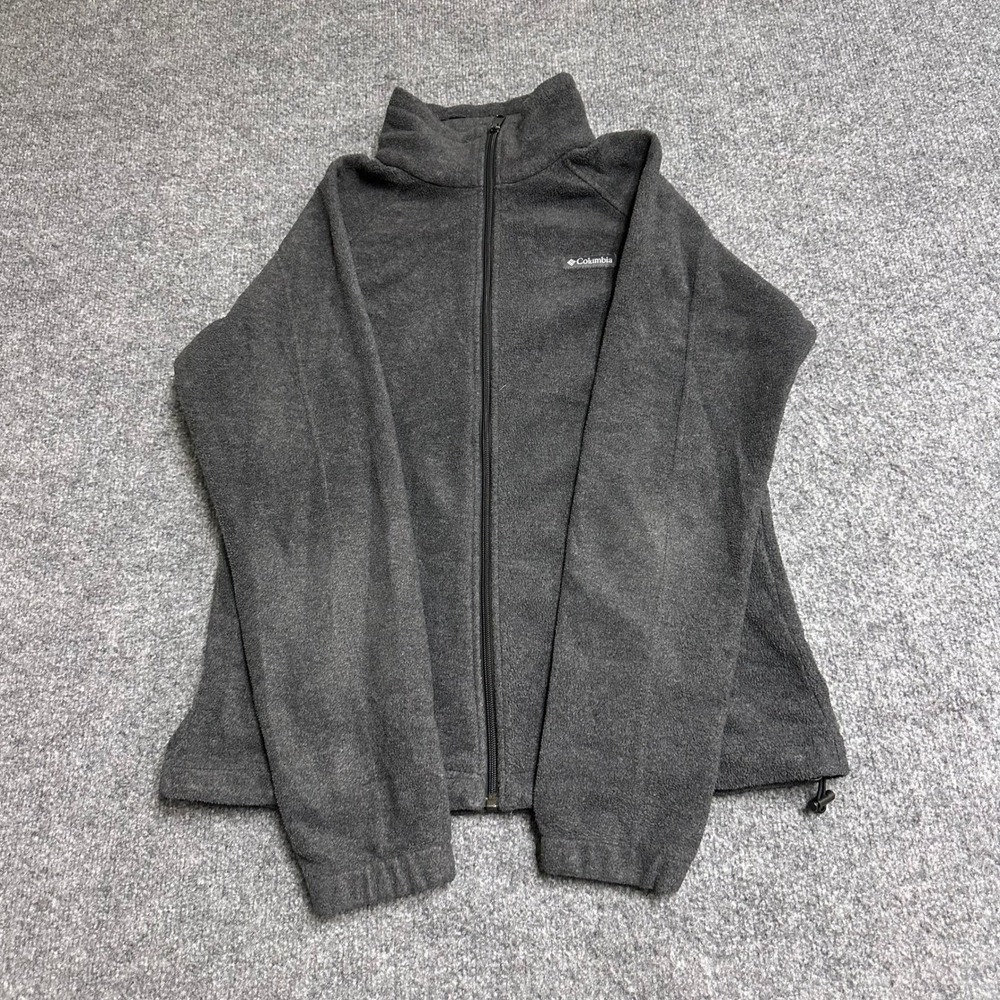 Columbia Fleece Jacket Womens Size L Gray Benton Springs Full Zip Mock Neck Soft